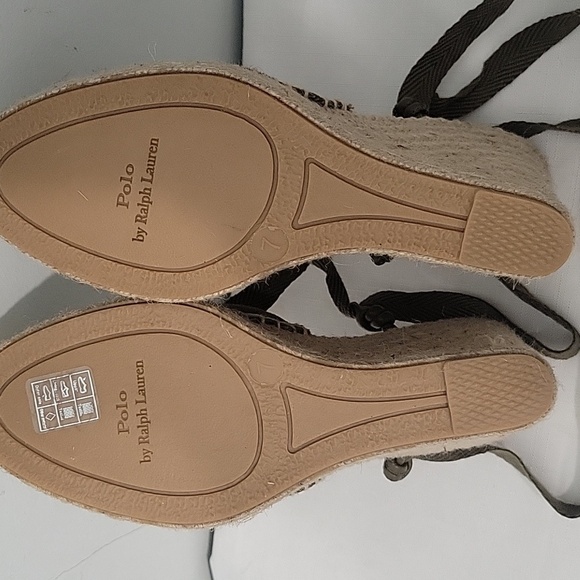 Ralph Lauren Olive Green Espadrille Wedge Sandals Size 7 New - Picture 8 of 11